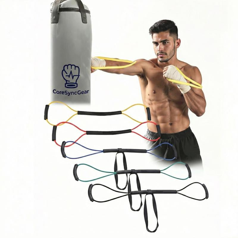 Coresyncgear Boxing Resistance Band - Boost Punch Speed & Power - Ultimate Home Gym Workout Kit with Multiple Resistance Levels - Ultra Portable Full-Body Cardio Training Gear