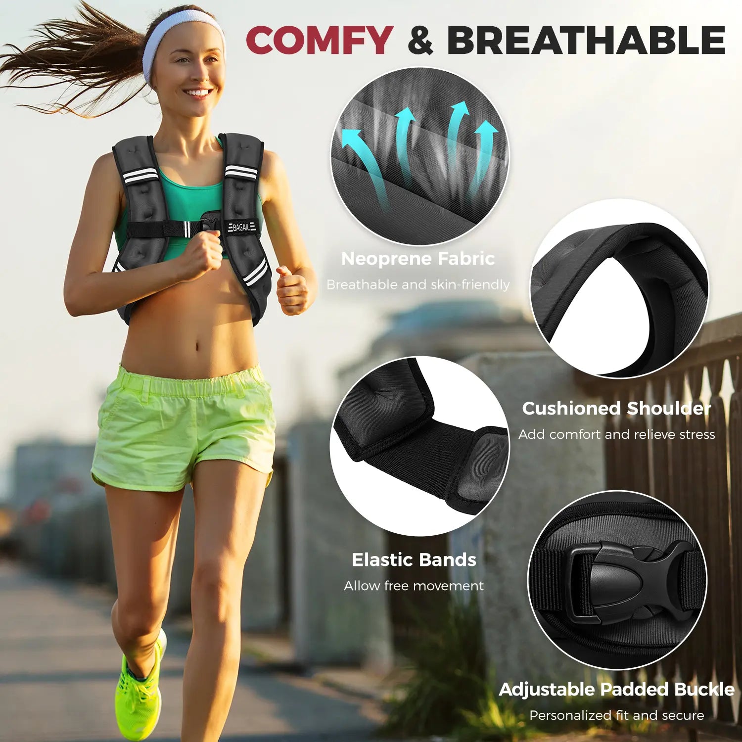 Transform Your Workouts with the Bagail Adjustable Weighted Vest - Detachable Phone Pouch & Customizable Weights from 5Lbs to 30Lbs for Rucking, Walking, Running, and Weight Loss